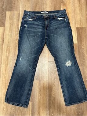 Old Navy Dark Blue Distressed Boot Cut Jeans